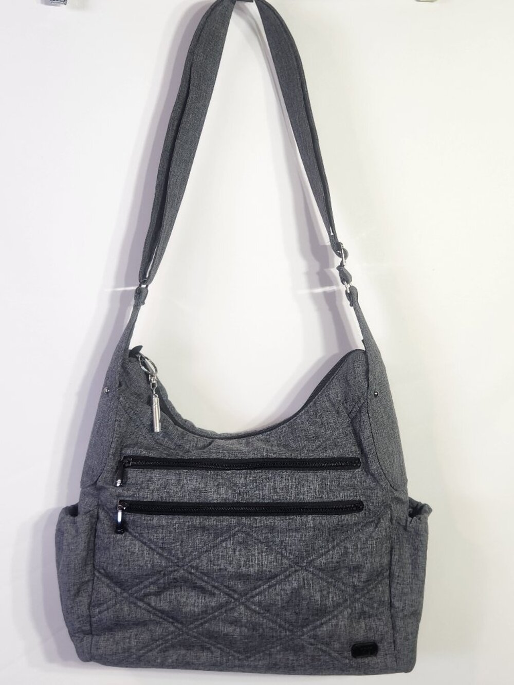 Lug Cross-body/Travel Bag Heather Gray Cable Car Quilted Adjustable Strap